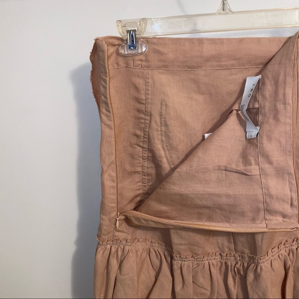 NWT $200 IRO S19 Musk Linen Side Zip Tiered Ruffled A-Line Skirt FR38 - Picture 8 of 11
